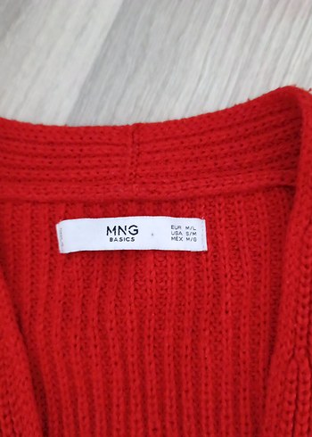 Kırmızı Örgü Kadın Hırka - Görsel 2