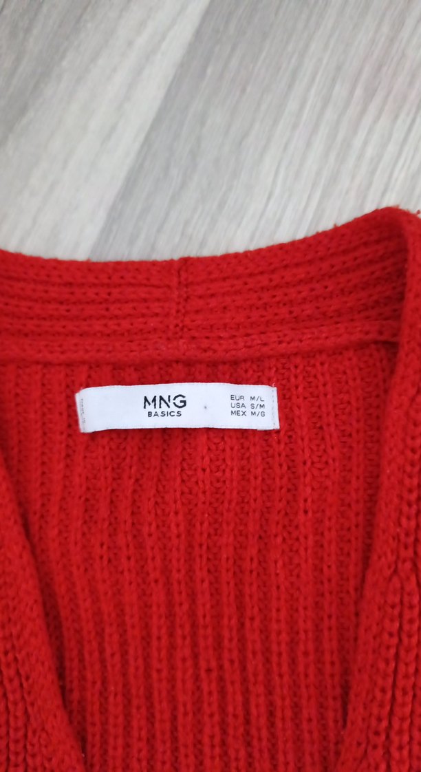 Kırmızı Örgü Kadın Hırka - Görsel 2