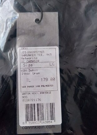 l Beden Calvin Klein orjinal ` pamuk @ polyester L beden bayan tişört 