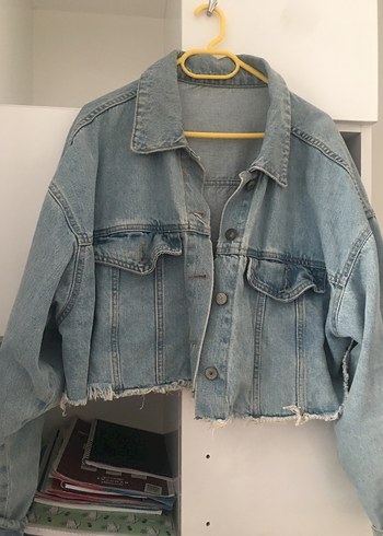 Düğmeli Midi Mavi Denim Ceket