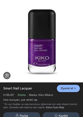 Kiko Milano Parlak Mor Hızlı Kuruyan Oje