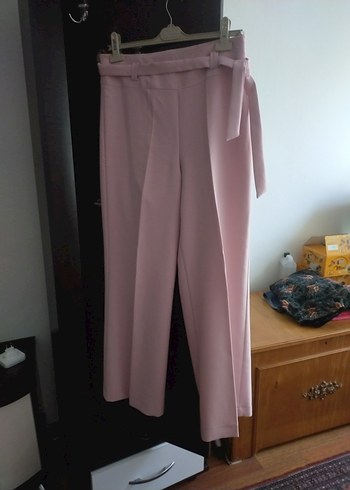 Pembe Beli Kuşaklı Kadın Pantolon