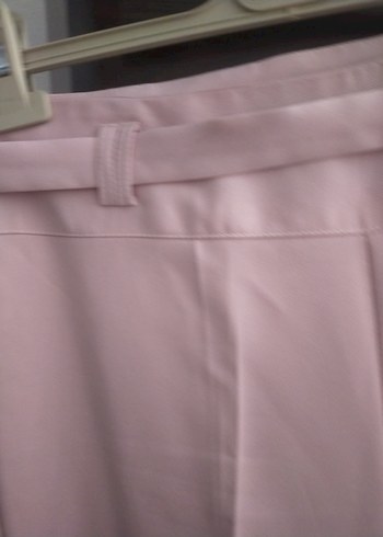 44 Beden pembe Renk Pembe Beli Kuşaklı Kadın Pantolon