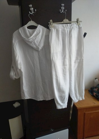 Erkek Beyaz Bohem Düğmeli Pijama Takımı - Görsel 10