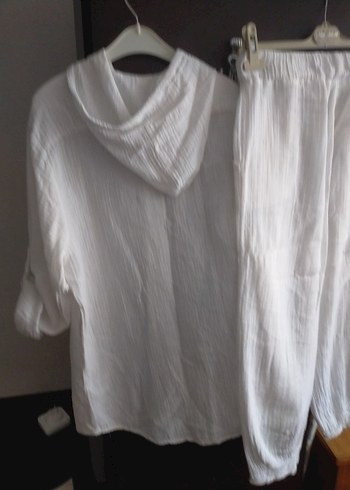 Erkek Beyaz Bohem Düğmeli Pijama Takımı - Görsel 12