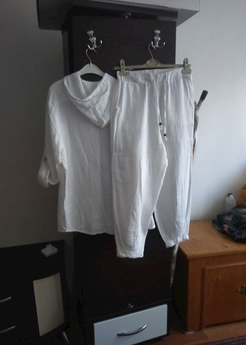 Erkek Beyaz Bohem Düğmeli Pijama Takımı - Görsel 15