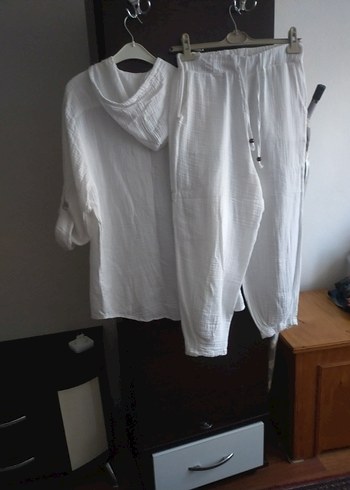 Erkek Beyaz Bohem Düğmeli Pijama Takımı - Görsel 16