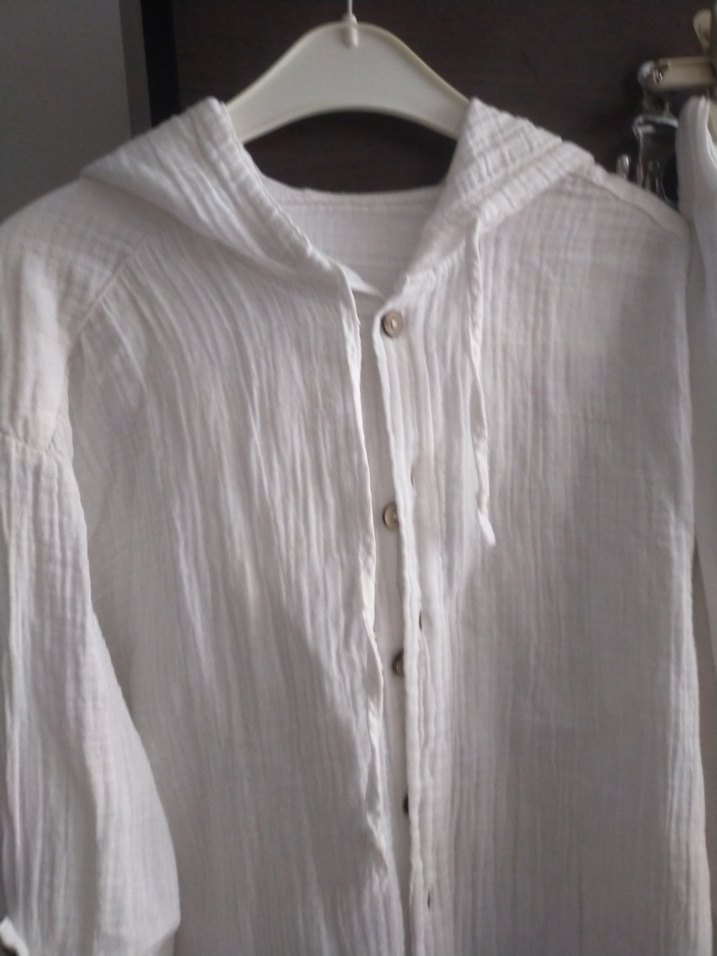 Erkek Beyaz Bohem Düğmeli Pijama Takımı - Görsel 5