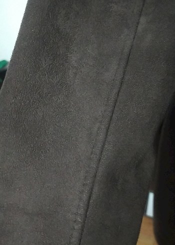 Kahverengi Süet Uzun Kadın Kaban - Görsel 12