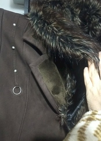 Kahverengi Süet Uzun Kadın Kaban - Görsel 3