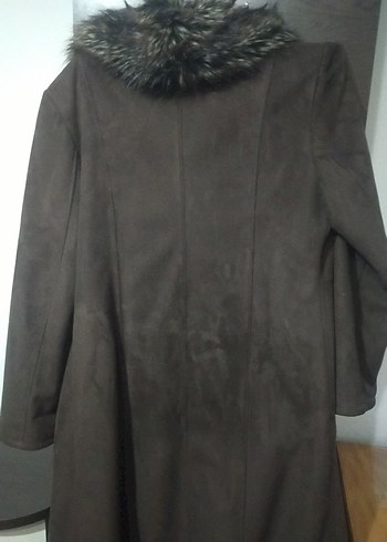 Kahverengi Süet Uzun Kadın Kaban - Görsel 9