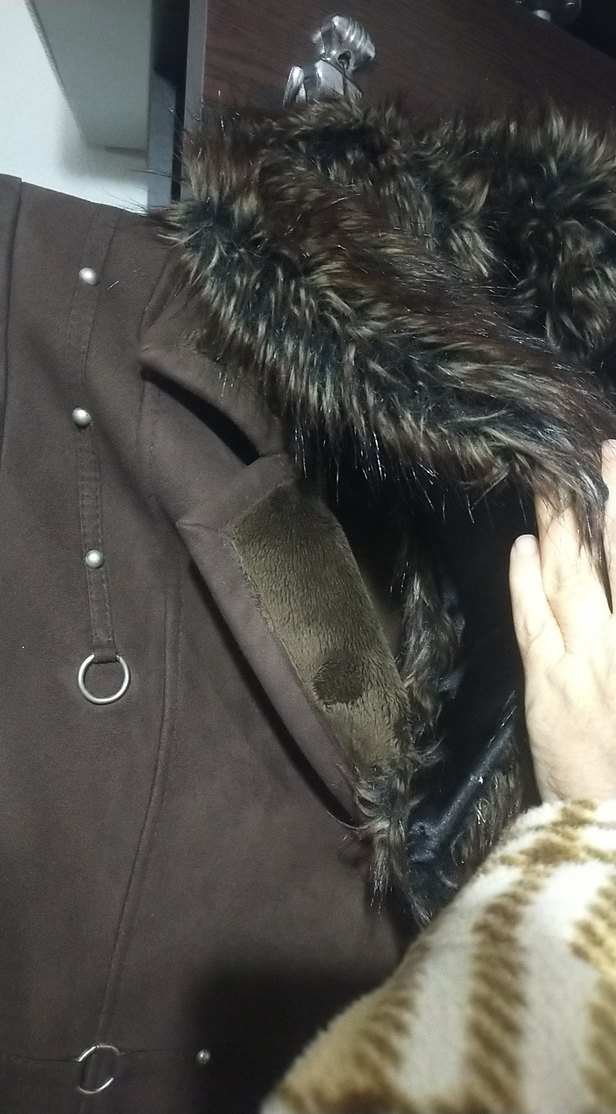 Kahverengi Süet Uzun Kadın Kaban - Görsel 3