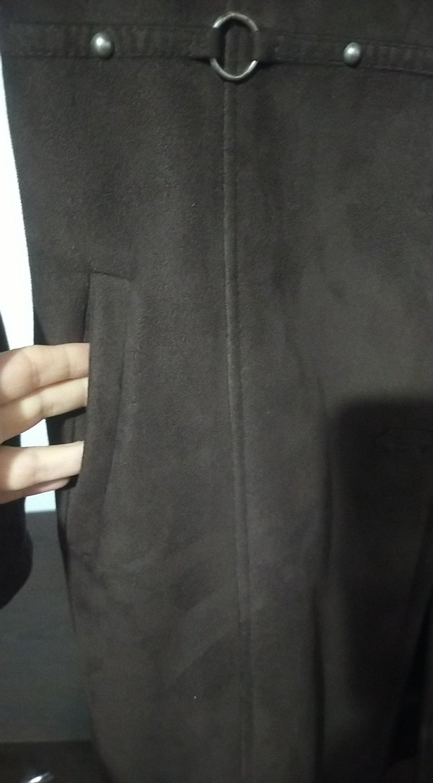 Kahverengi Süet Uzun Kadın Kaban - Görsel 5