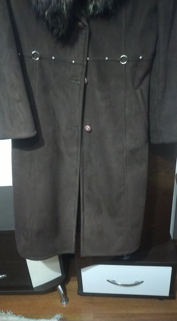 Kahverengi Süet Uzun Kadın Kaban - Görsel 4