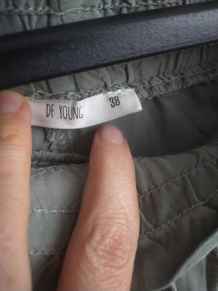 haki renk Rahat Kesim Keten Kadın Pantolon - Görsel 3