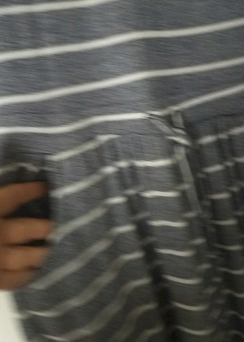 Gri Çizgili Uzun Kollu Kadın Elbise - Görsel 5