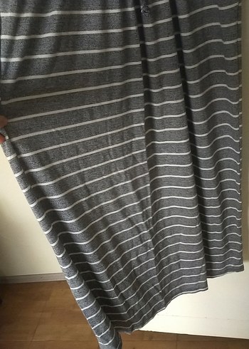 Gri Çizgili Uzun Kollu Kadın Elbise - Görsel 9