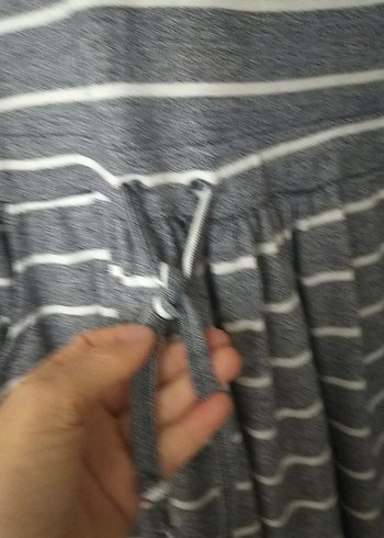 Gri Çizgili Uzun Kollu Kadın Elbise - Görsel 6