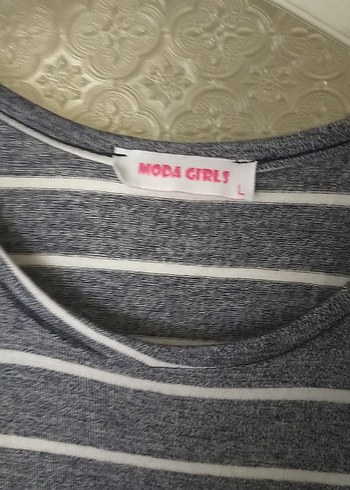 Gri Çizgili Uzun Kollu Kadın Elbise - Görsel 3