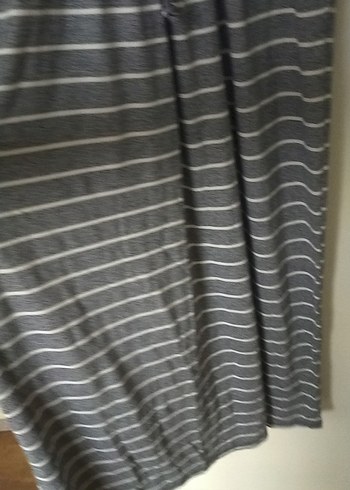 Gri Çizgili Uzun Kollu Kadın Elbise - Görsel 8