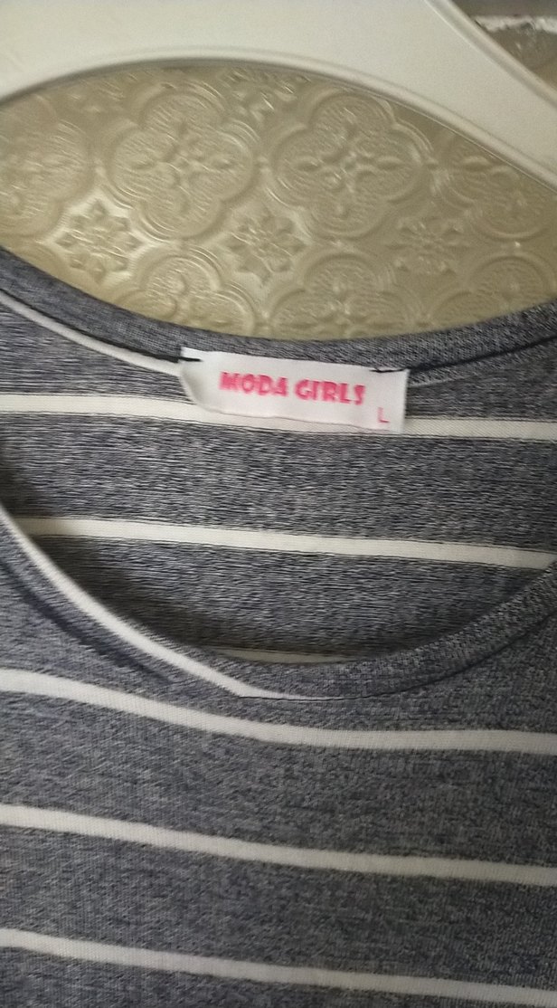 Gri Çizgili Uzun Kollu Kadın Elbise - Görsel 3