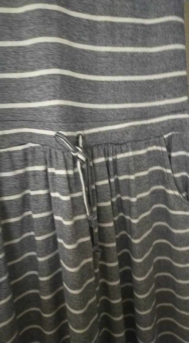 Gri Çizgili Uzun Kollu Kadın Elbise - Görsel 4