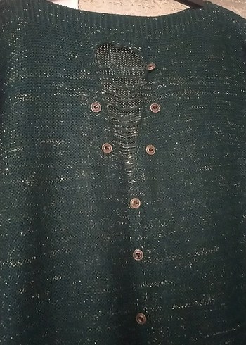 Gri Düğmeli Uzun Kollu Triko Hırka - Görsel 4