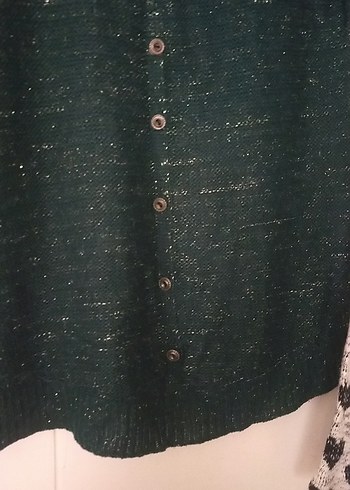 Gri Düğmeli Uzun Kollu Triko Hırka - Görsel 5