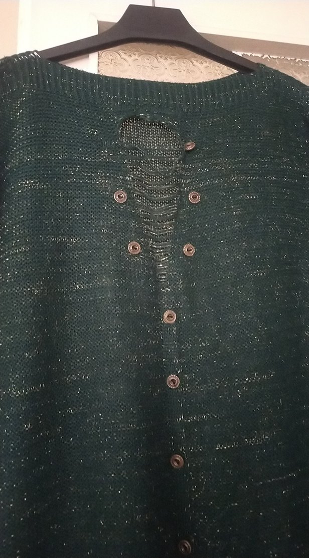 Gri Düğmeli Uzun Kollu Triko Hırka - Görsel 4