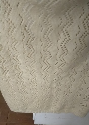 Beyaz Örgü Askılı Midi Bohem yelek - Görsel 8