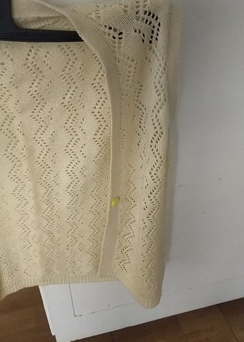 Beyaz Örgü Askılı Midi Bohem yelek - Görsel 3