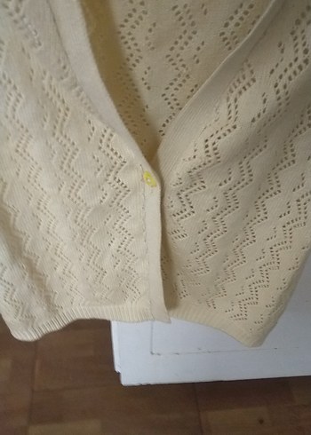 Beyaz Örgü Askılı Midi Bohem yelek - Görsel 5