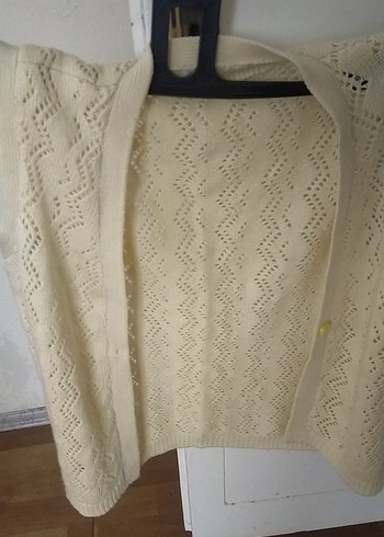 Beyaz Örgü Askılı Midi Bohem yelek - Görsel 2