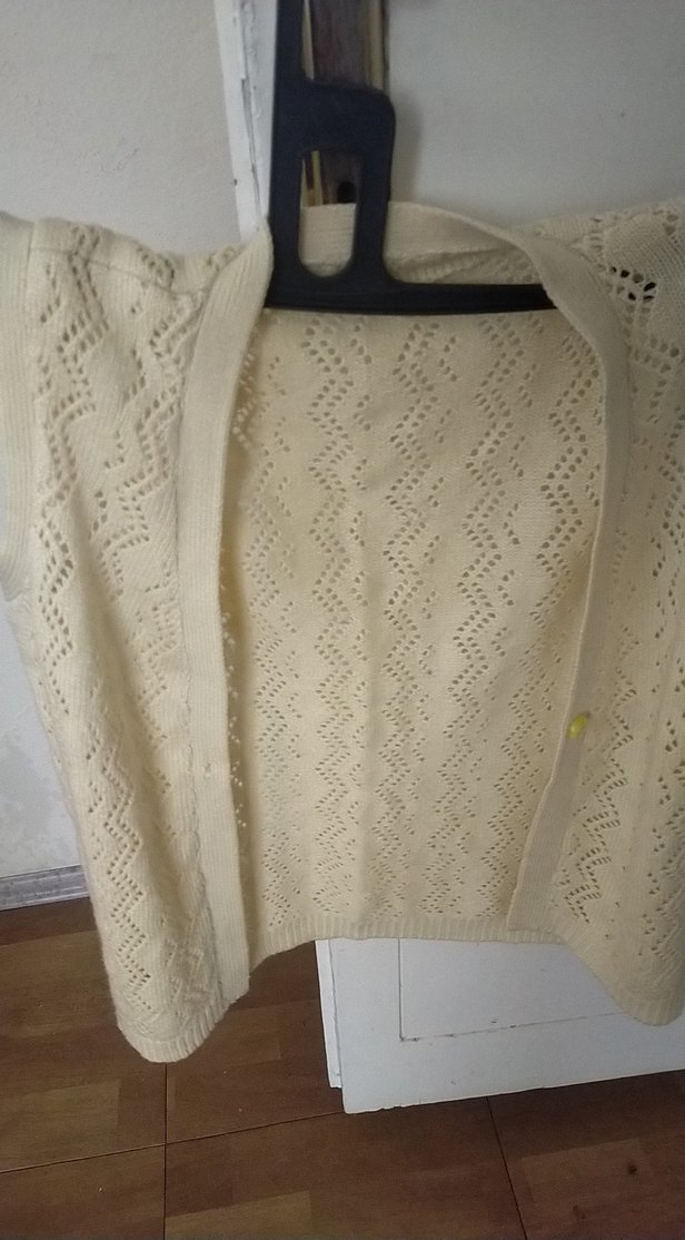 Beyaz Örgü Askılı Midi Bohem yelek - Görsel 2