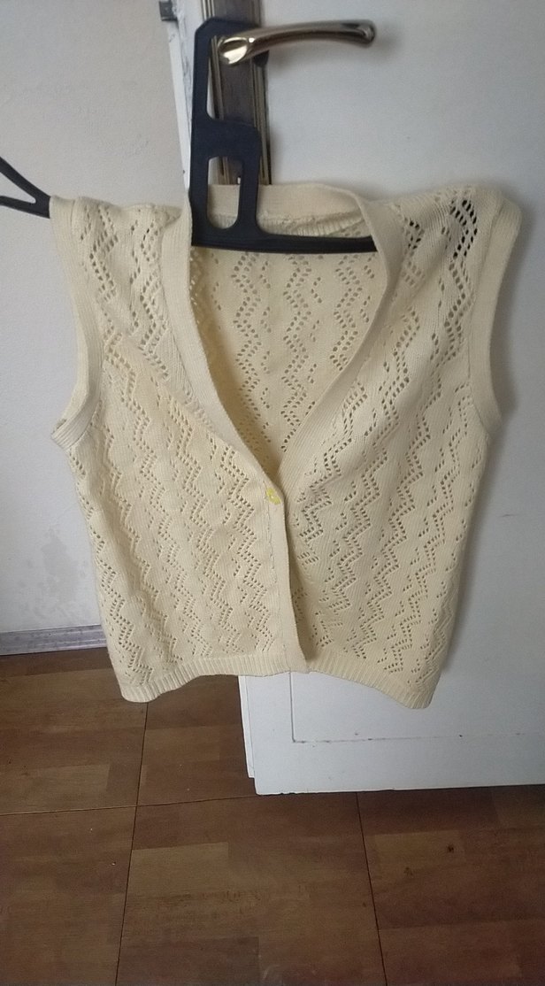 Beyaz Örgü Askılı Midi Bohem yelek - Görsel 4