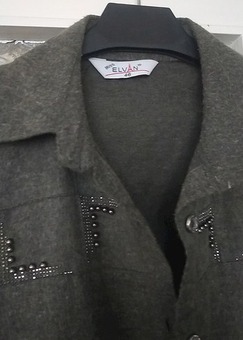 Gri Uzun Düğmeli kadın kışlık gömlek - Görsel 4