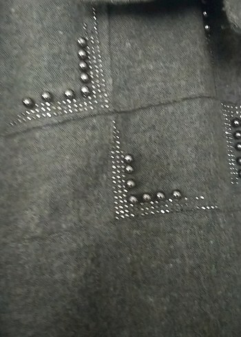 Gri Uzun Düğmeli kadın kışlık gömlek - Görsel 5