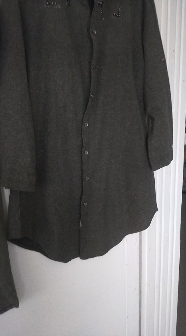 Gri Uzun Düğmeli kadın kışlık gömlek - Görsel 2