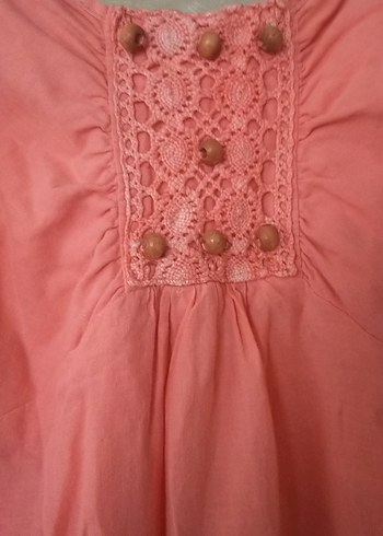 Pembe Keten Bohem askılı Uzun Elbise - Görsel 5