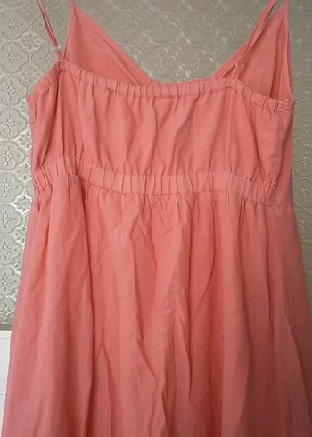 Pembe Keten Bohem askılı Uzun Elbise - Görsel 8