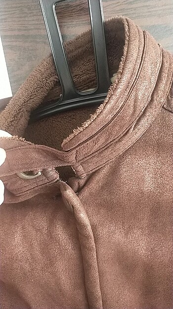 44 Beden kahverengi Renk Deri ve nubuk mont 