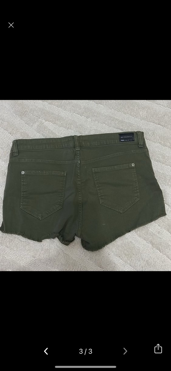 Bershka Kadın Haki Renk Mini Şort - Görsel 3