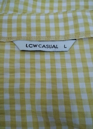 l Beden Lcw sarı kareli elbise
