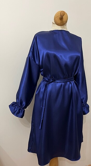 40 Beden lacivert Renk Saten Tunik