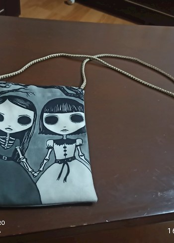 Gri Baskılı Gotik Kadın Çanta