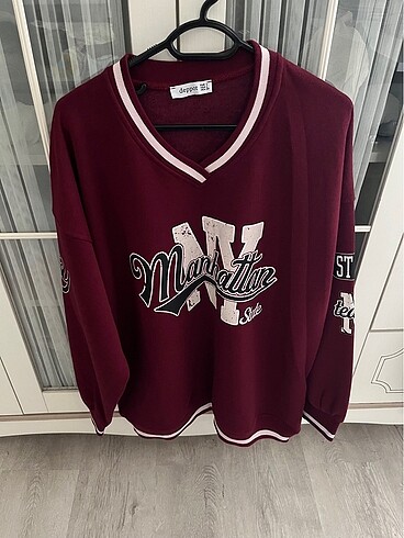 Bordo baskılı sweatshirt