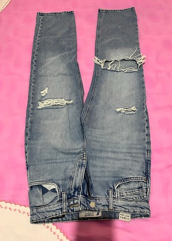 Düğmeli Siyah Dar Kesim Kadın Kot Pantolon - Görsel 6