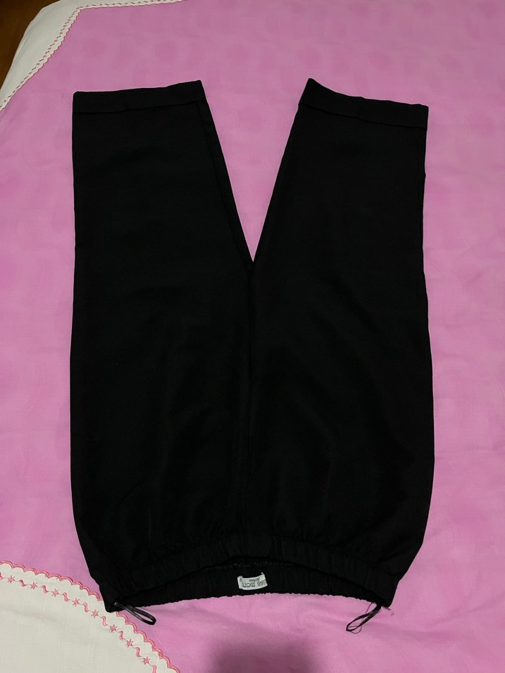 Düğmeli, Normal Boy kadın pantalonlarıSiyah - Görsel 4