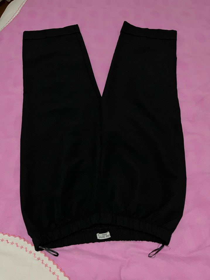 Düğmeli, Normal Boy kadın pantalonlarıSiyah - Görsel 3