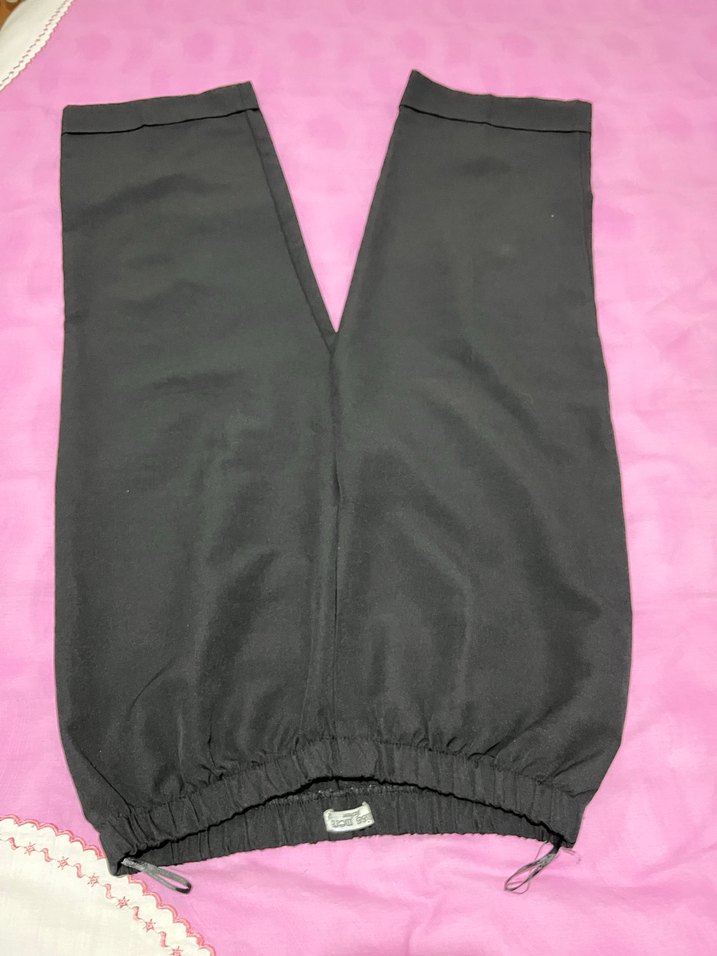 Düğmeli, Normal Boy kadın pantalonlarıSiyah - Görsel 2